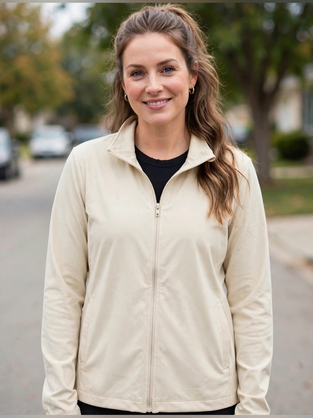 Mondetta Light Beige Zip-Front Women's Jacket